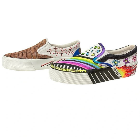 Superga Platform Sneakers Unisex Mens 7.5 Womens 9 Slip On Canvas Thick Soles - Picture 2 of 16